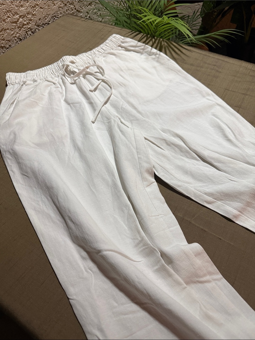 🍒EXTRA 50% OFF🍒 White Drawstring Linen Pants